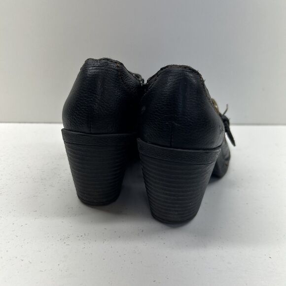 BOC Born Concept Womens 7.5 Women Black Leather Ankle Bootie Shoe Block Heel Zip - Picture 6 of 9